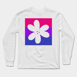 Flower Outline - discreet bisexual pride flag Long Sleeve T-Shirt